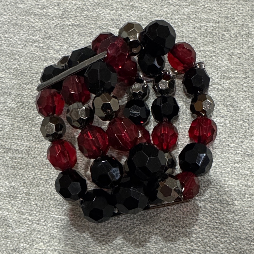 Red and Black Beaded Bracelet